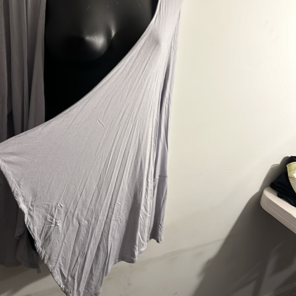 Design 365 Large blue open front cardigan w white sheer details & flare sleeves - Picture 4 of 8